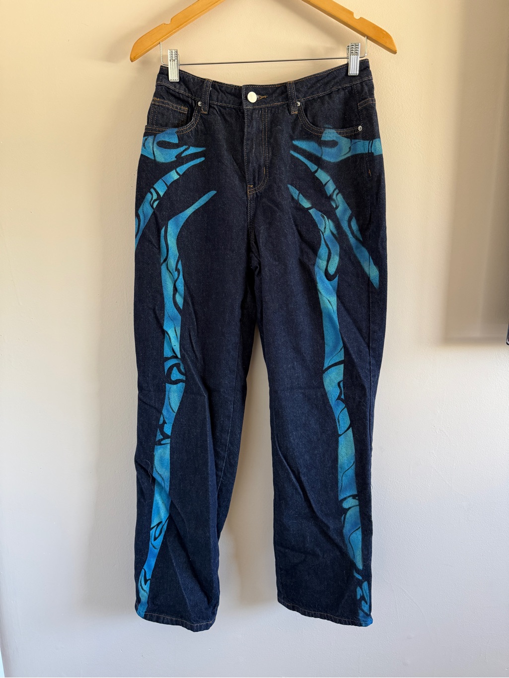 Dark Blue Flare Butterfly Jeans